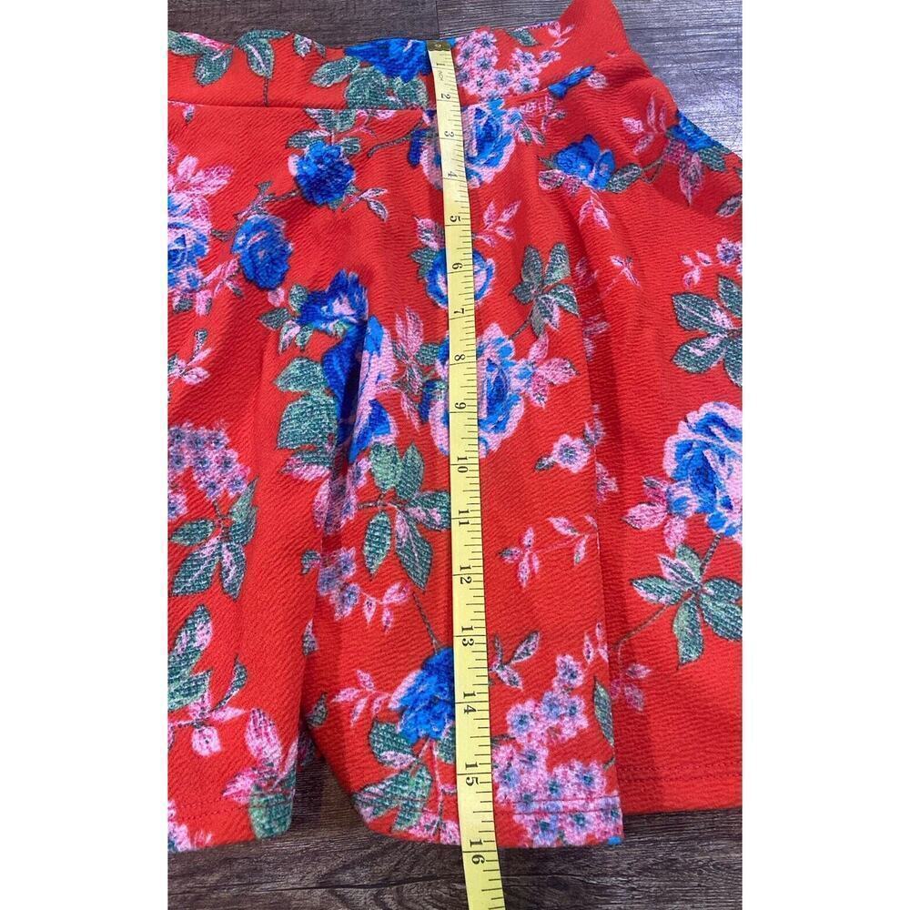 Orange Caramel Flowey Floral Crepe Mini Skirt Size S - Picture 4 of 7